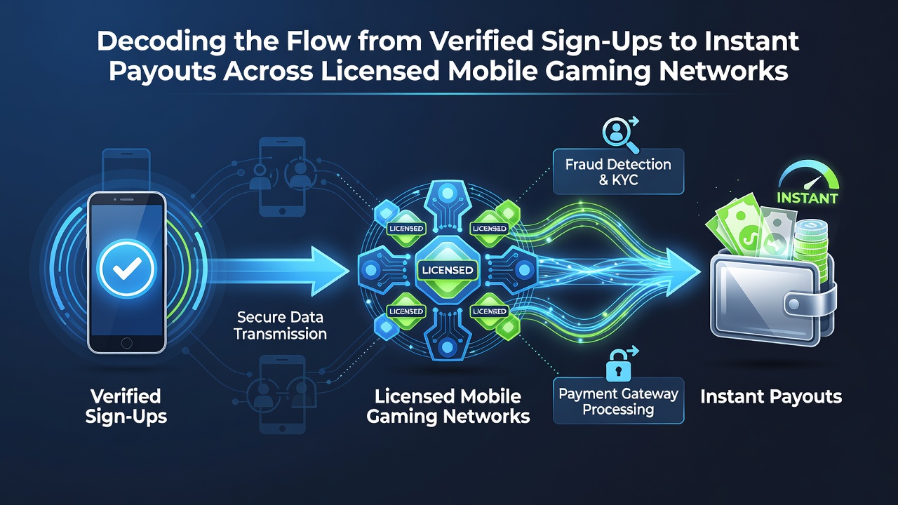 Diagram van uitbetalingsprocessen en mobiele transactie flows in licensed gaming
