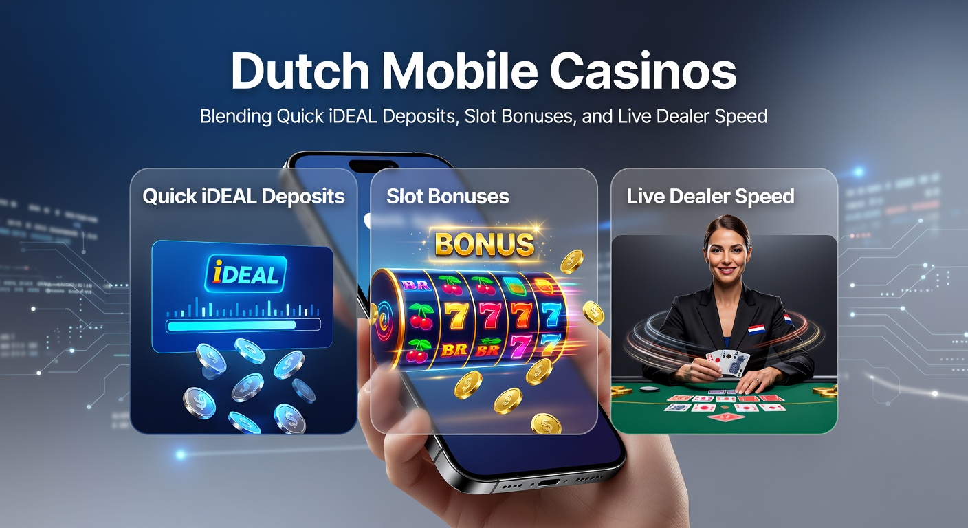 Mobiele casino-app met iDEAL-betaaloptie en draaiende slots op een smartphone-scherm