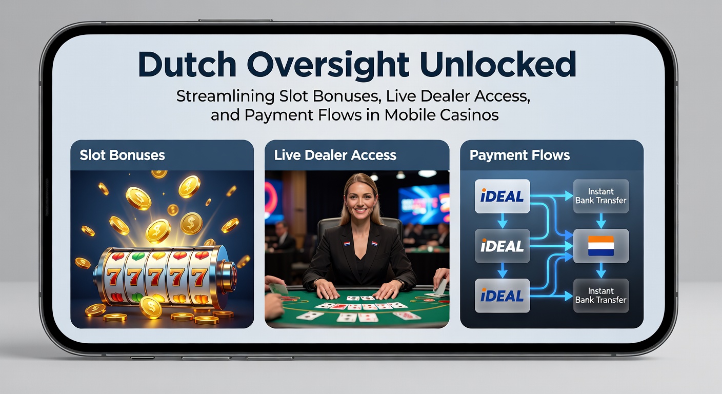 Mobiel casino scherm met slotbonussen en live dealer tafels onder Nederlands toezicht
