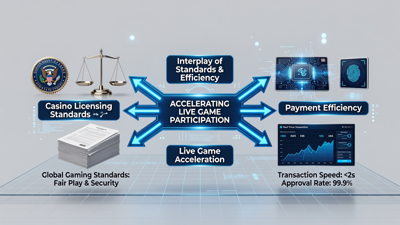 Diagram dat de verbinding toont tussen licentie-eisen, betalingsprocessen en live game deelname statistieken in Nederland